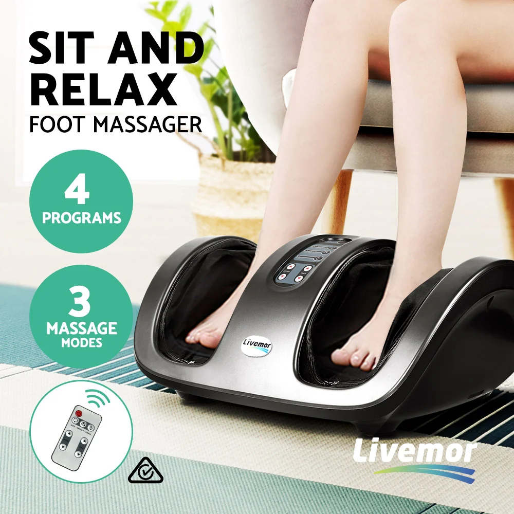 Livemor Foot Massager Shiatsu Massagers Electric Roller Kneading Calf Leg Grey - Image 4