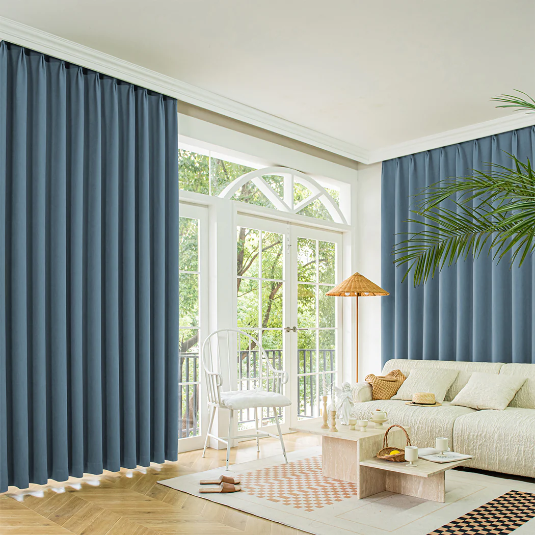 Marlow 2XBlockout Curtains Chenille 180x250 Blue CD1016-180x250-DG - Image 6