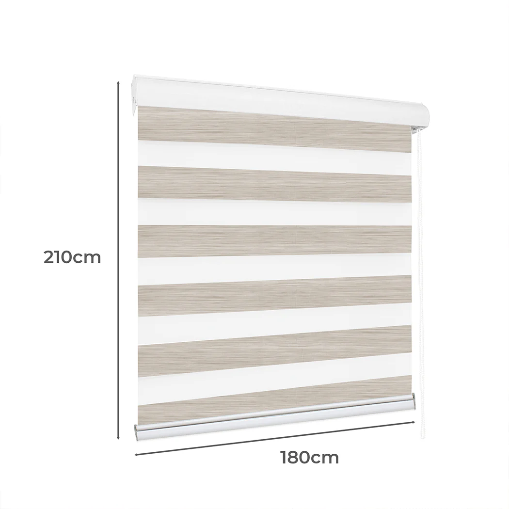 Marlow Blackout Zebra Roller Blind Curtains 180x210 Beige - Image 2
