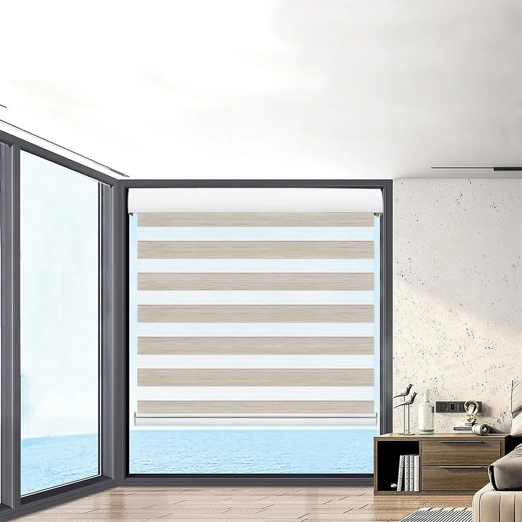 Marlow Blackout Zebra Roller Blind Curtains 180x210 Beige - Image 6