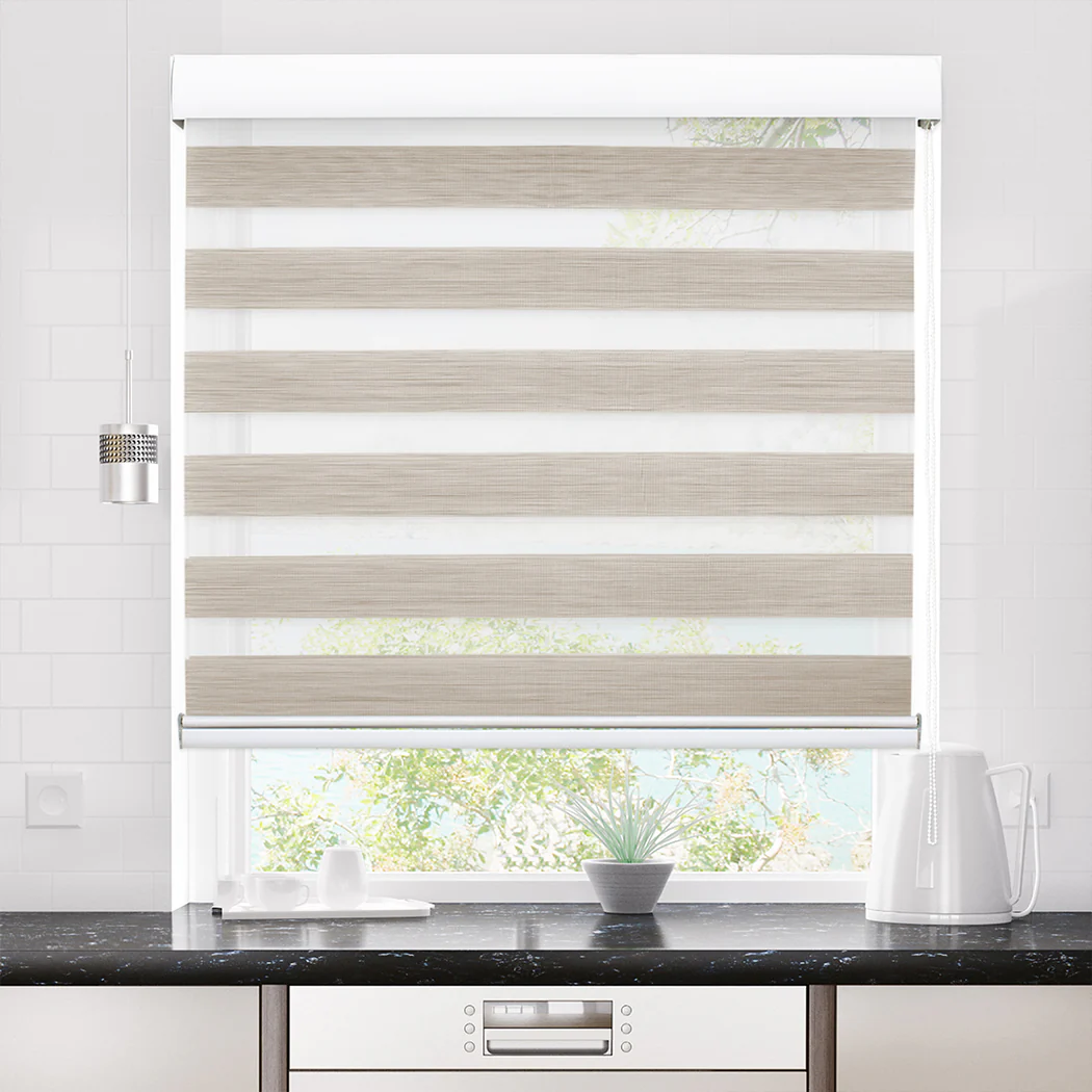 Marlow Blackout Zebra Roller Blind Curtains 180x210 Beige - Image 7