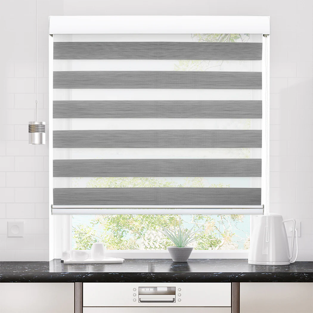 Marlow Blackout Zebra Roller Blind Curtains 180x210 Grey - Image 7
