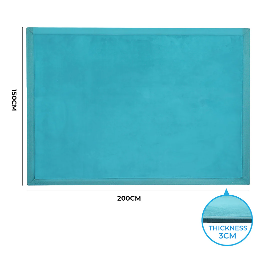 Marlow Coral Velvet Area Rugs Large Mat 150x200cm Blue - Image 2