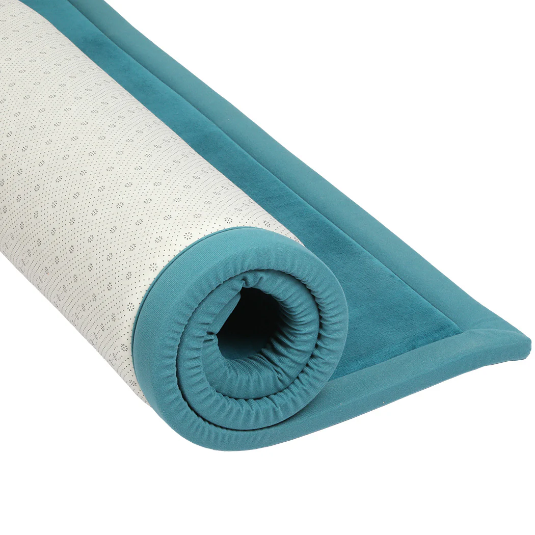 Marlow Coral Velvet Area Rugs Large Mat 150x200cm Blue - Image 4