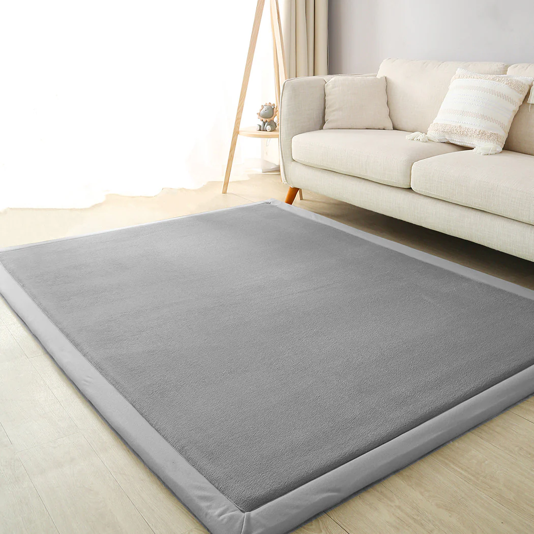 Marlow Coral Velvet Area Rugs Large Mat 150x200cm Grey - Image 7