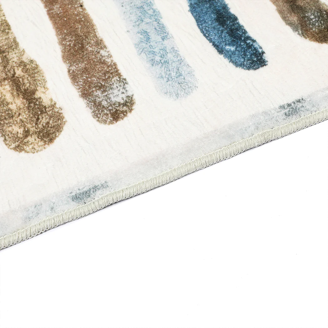 Marlow Floor Rug Short Pile Washable Carpet Soft Plush Non Slip Stripe 200x290 - Image 4