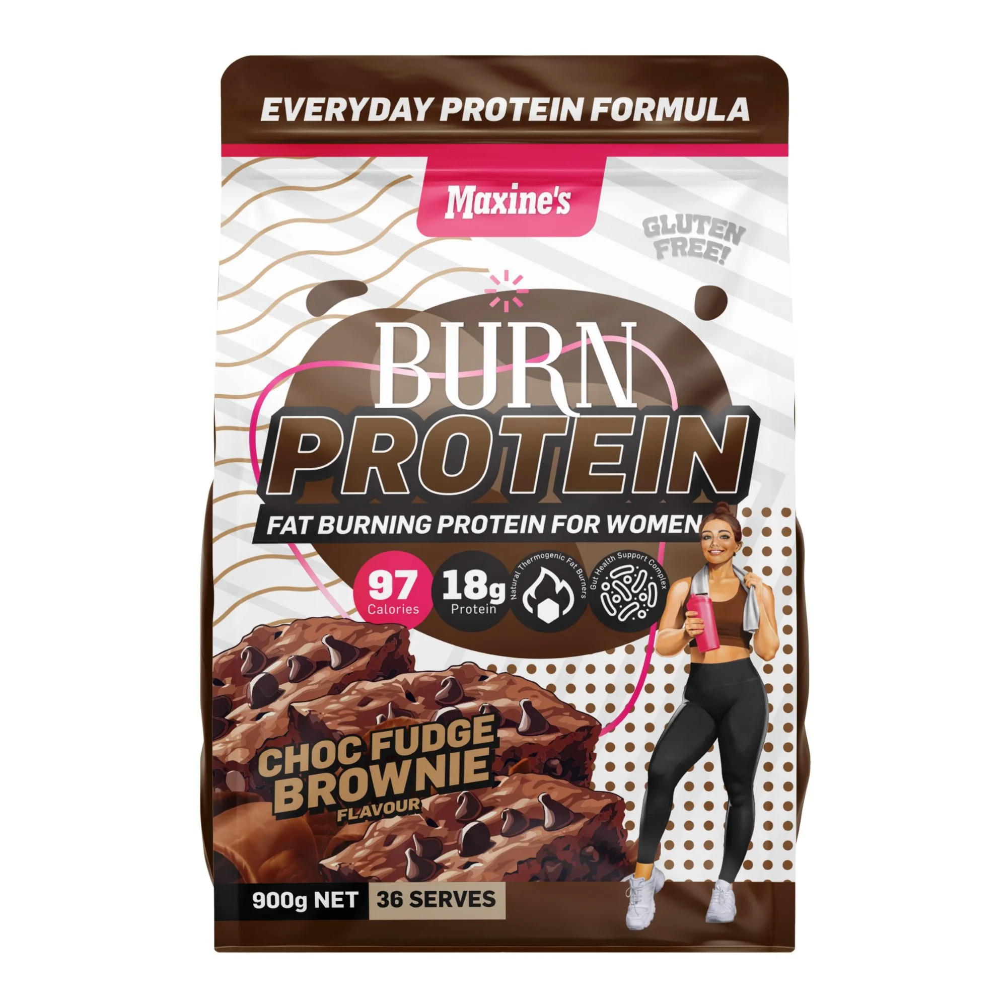 Maxines Burn Protein Choc Fudge Brownie 900g - Image 2