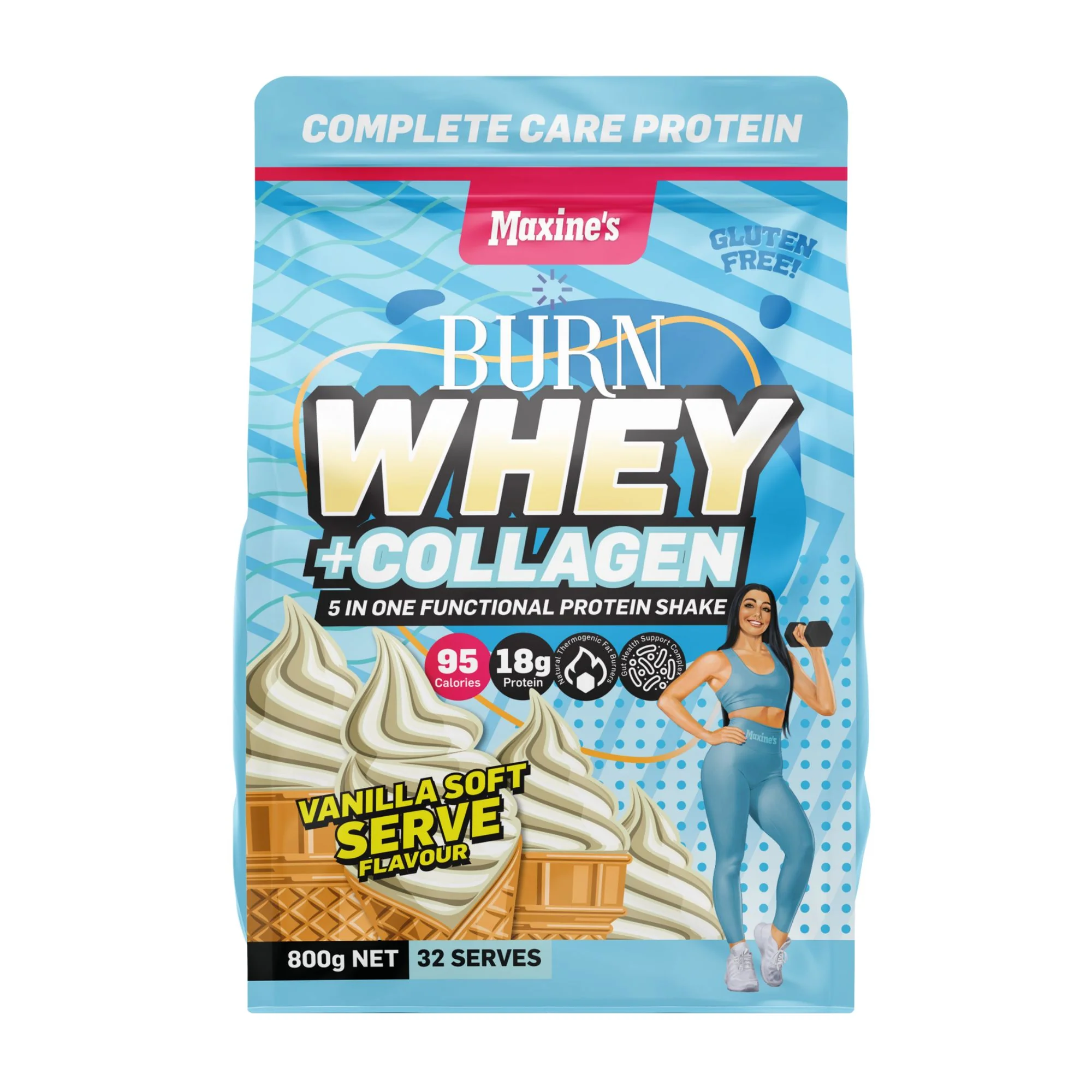 Maxines Burn Whey & Collagen Vanilla Soft Serve 800g - Image 2