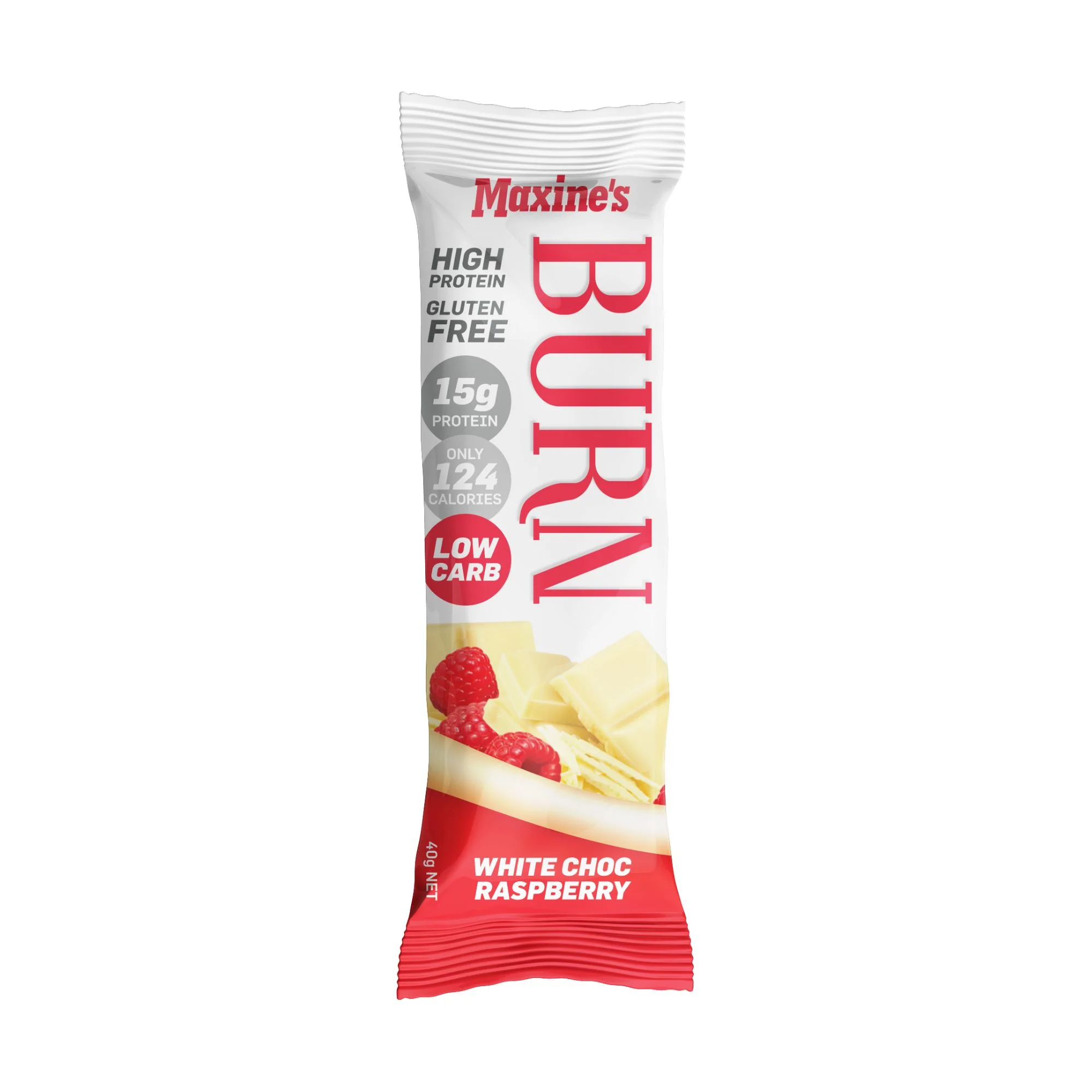 Maxines Burn White Choc Raspberry Bar 12x40g x2