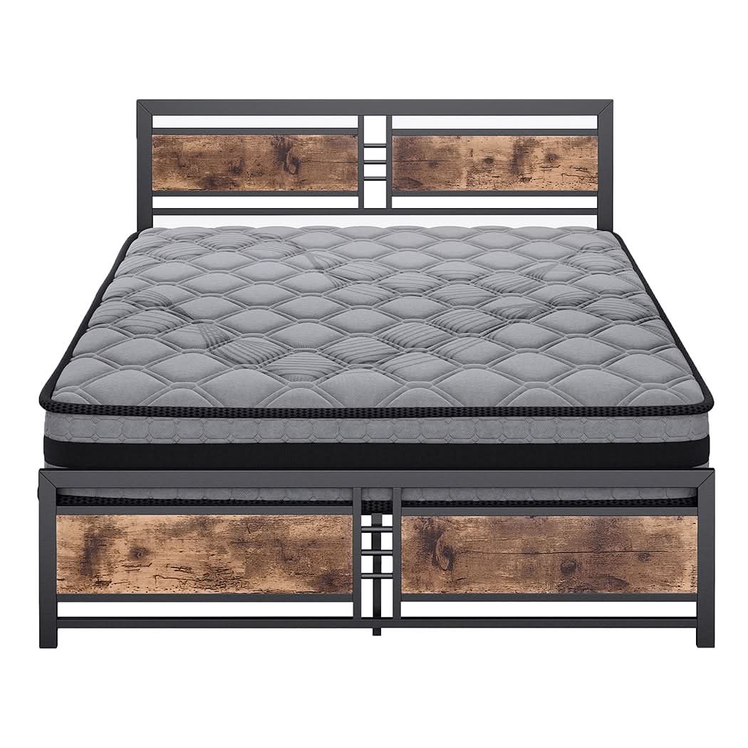 Metal Bed Frame Mattress Base Set Wood King