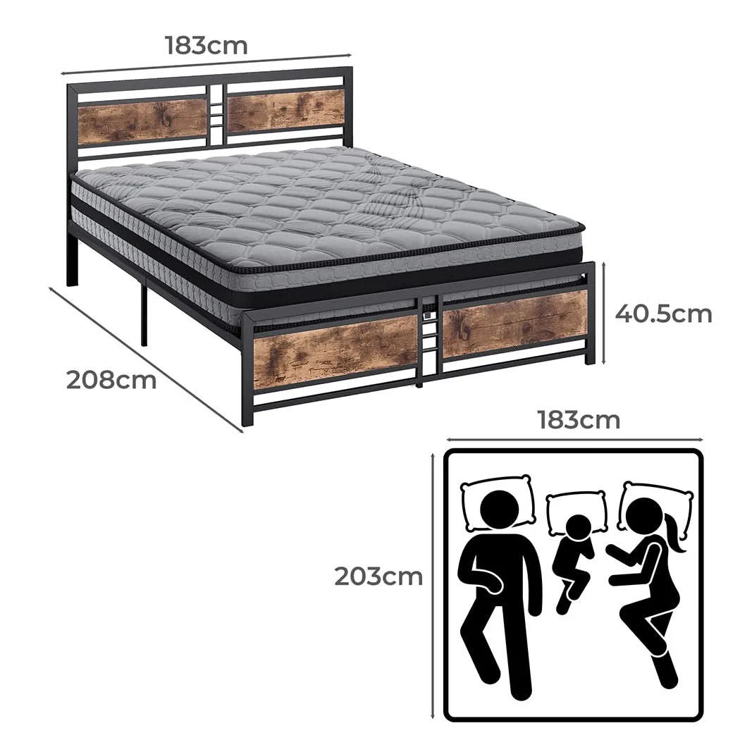 Metal Bed Frame Mattress Base Set Wood King - Image 2