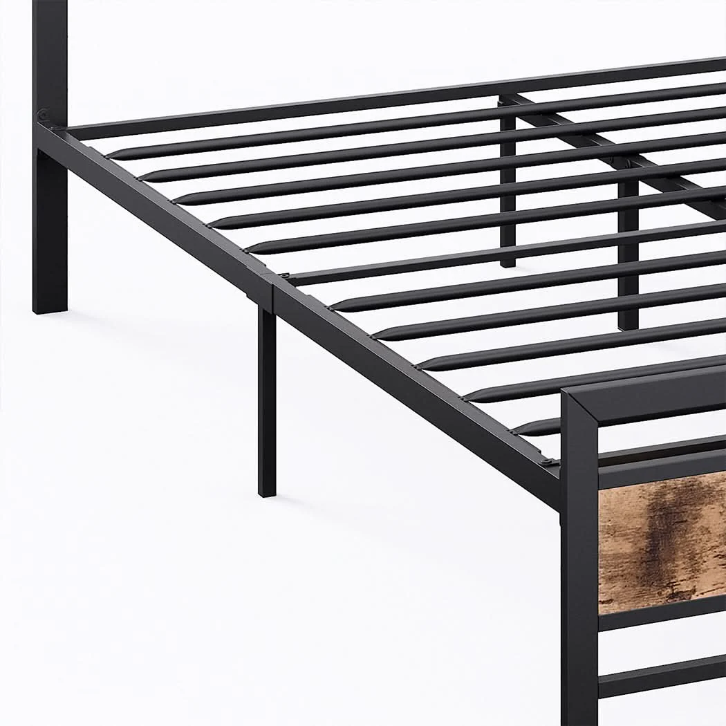 Metal Bed Frame Mattress Base Set Wood King - Image 5