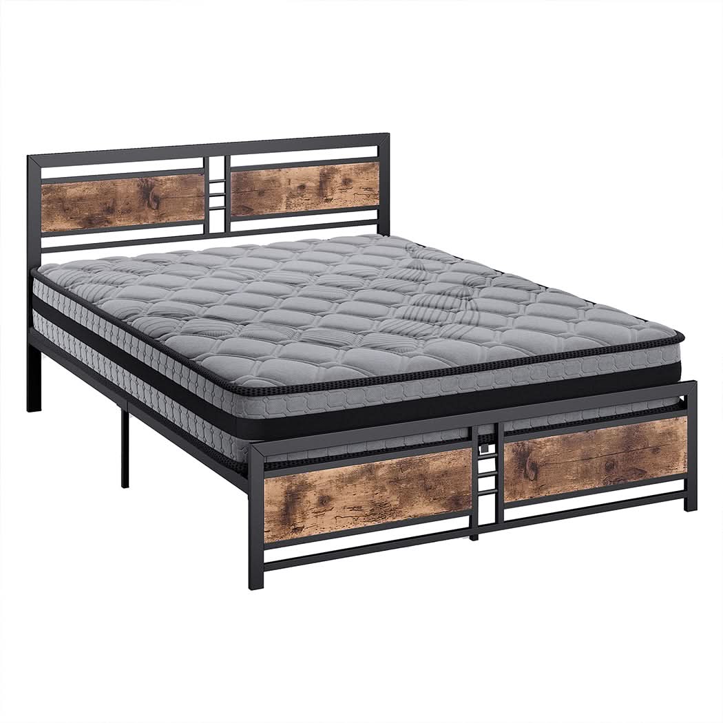 Metal Bed Frame Mattress Base Set Wood King - Image 8