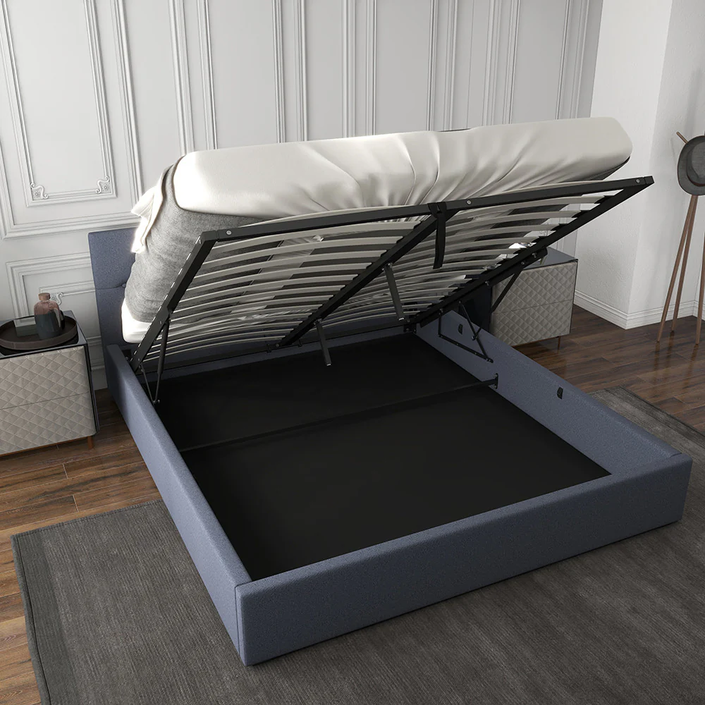 Milano Capri Luxury Gas Lift Bed With Headboard (Model 3) - Charcoal No.35 - Double - Image 3