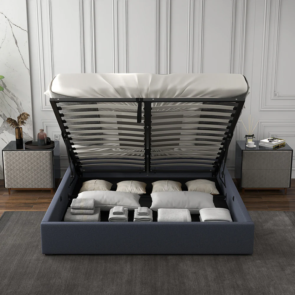 Milano Capri Luxury Gas Lift Bed With Headboard (Model 3) - Charcoal No.35 - Single - Image 6
