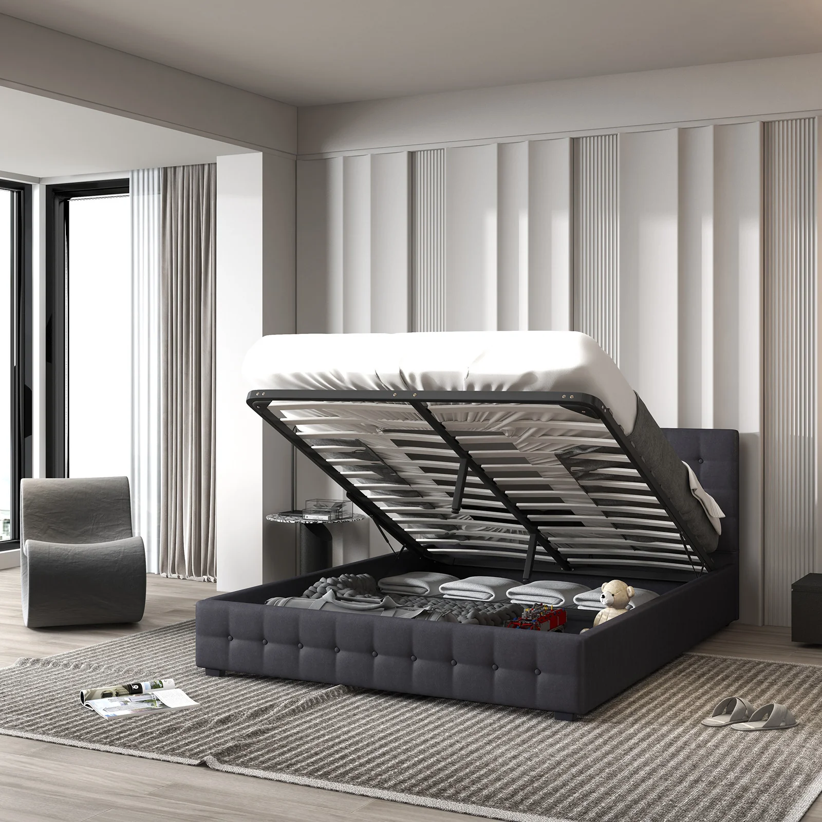 Milano Decor Eden Gas Lift Bed - Dark Grey - King Single - Image 2
