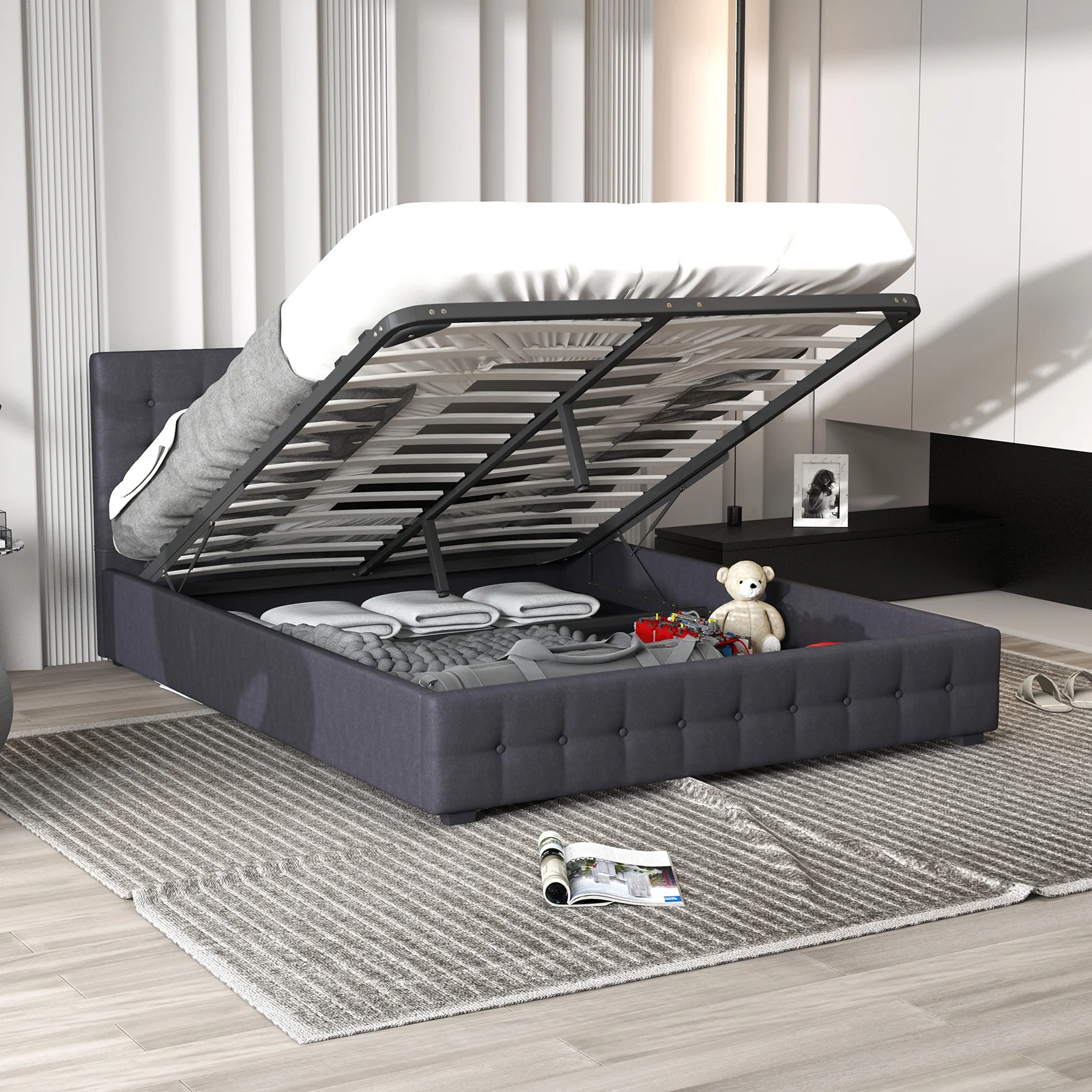 Milano Decor Eden Gas Lift Bed - Dark Grey - King Single - Image 3