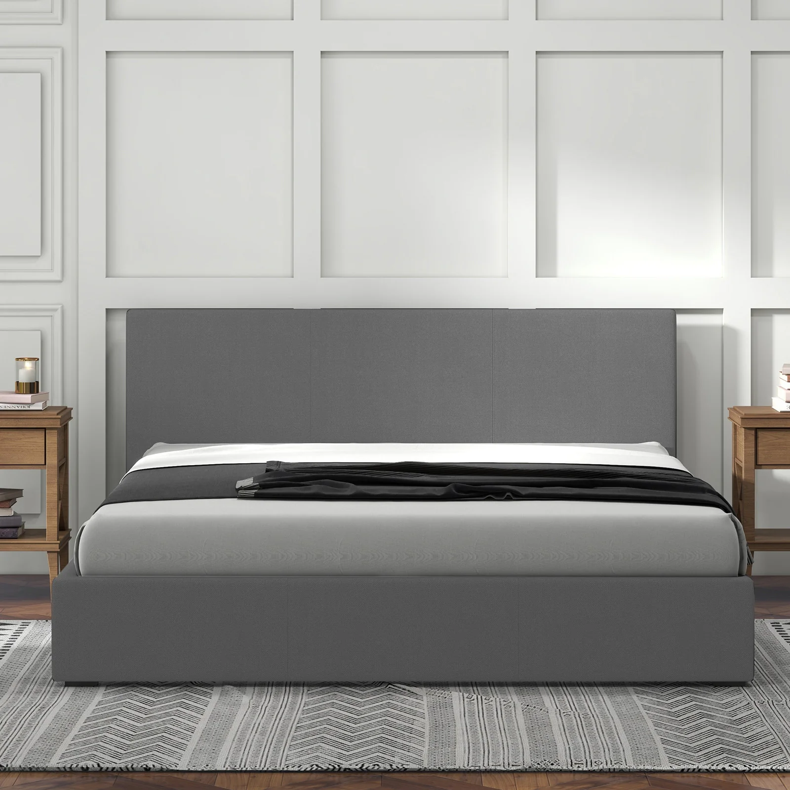 Milano Luxury Gas Lift Bed with Headboard (Model 1) - Grey No.28 - King Single - Image 6