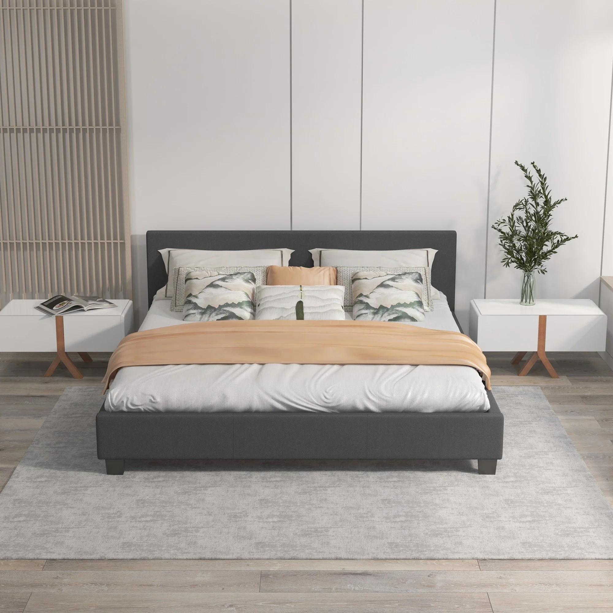 Milano Sienna Luxury Bed with Headboard (Model 2) - Charcoal No.35 - King Single - Image 2
