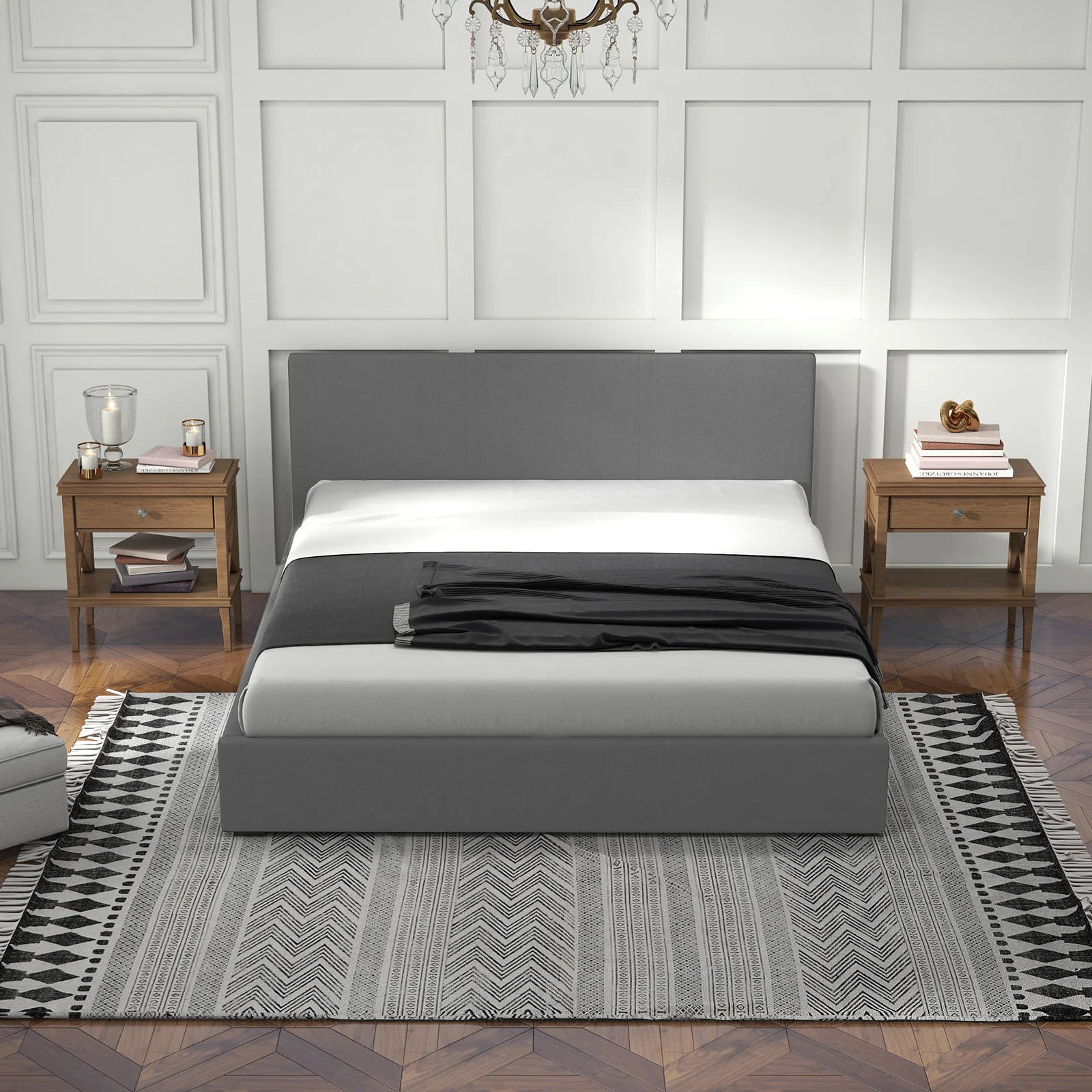 Milano Sienna Luxury Bed with Headboard (Model 2) - Grey No.28 - Double - Image 3