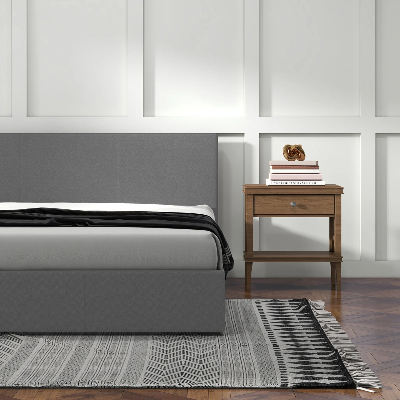 Milano Sienna Luxury Bed with Headboard (Model 2) - Grey No.28 - Double - Image 5