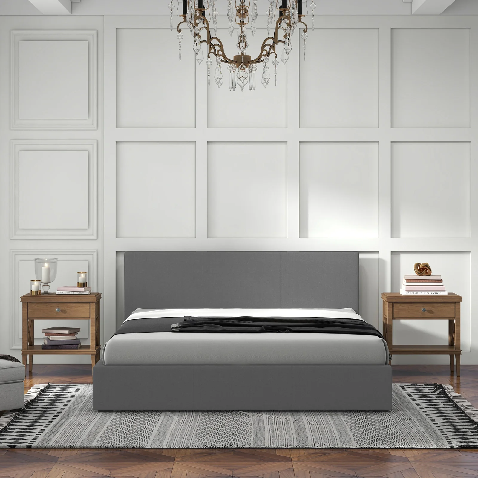 Milano Sienna Luxury Bed with Headboard (Model 2) - Grey No.28 - Double - Image 6