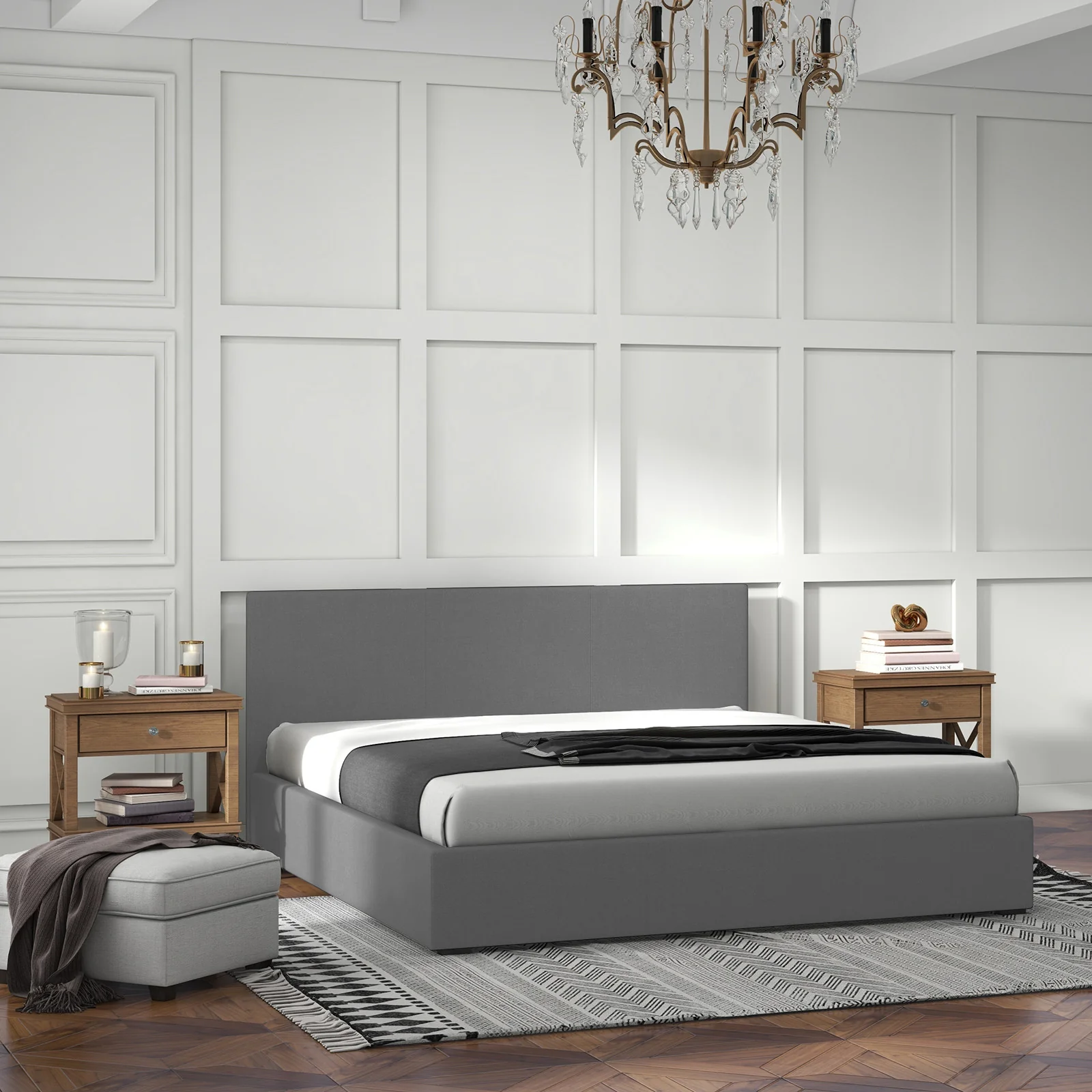 Milano Sienna Luxury Bed with Headboard (Model 2) - Grey No.28 - King - Image 2