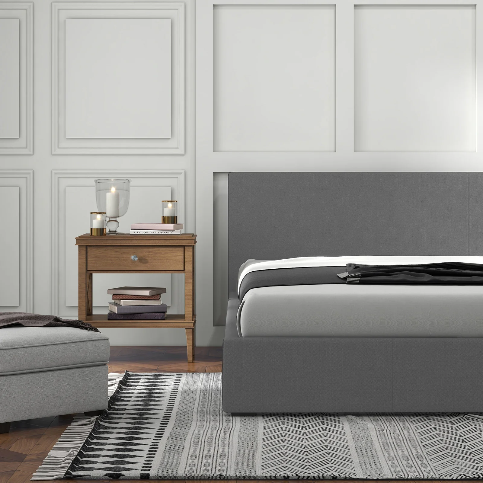Milano Sienna Luxury Bed with Headboard (Model 2) - Grey No.28 - Single - Image 4