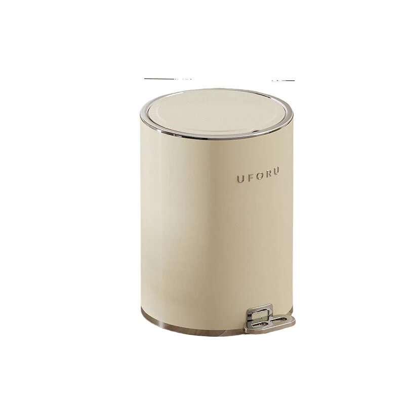 Milk white (silver plated) circular trash can 15L 23.8cm * 33.5cm