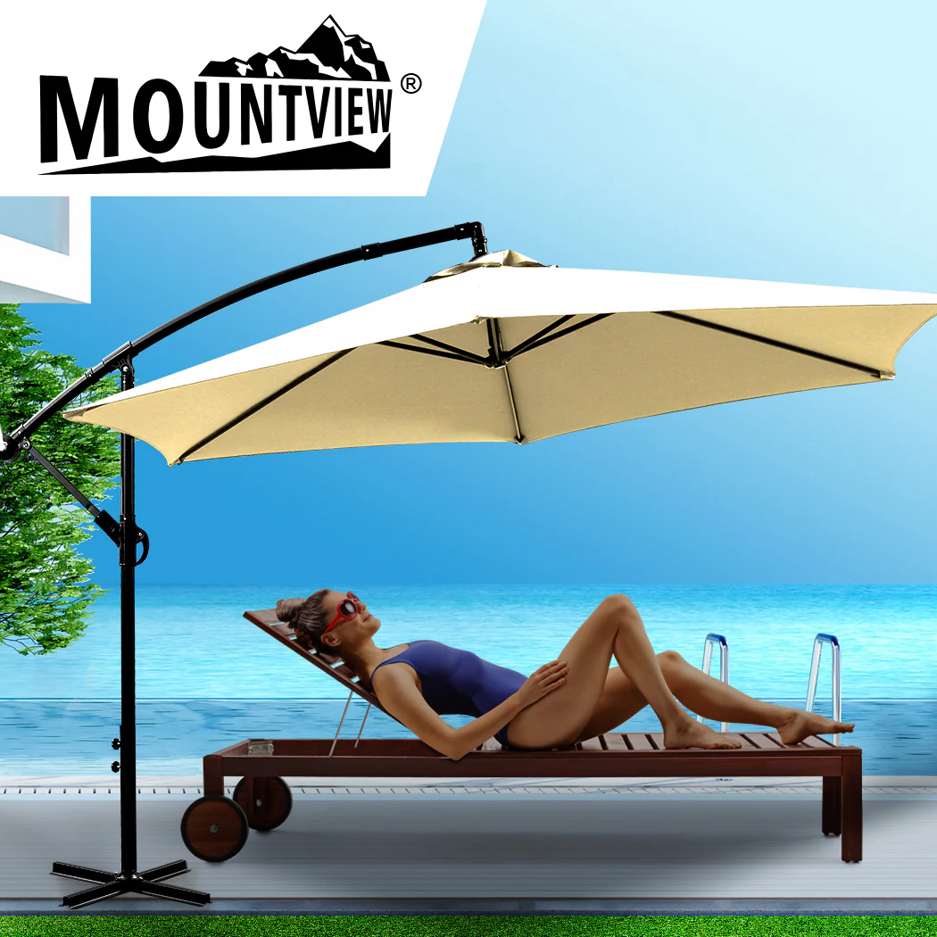 Mountview 3M Outdoor Umbrella Cantilever Beige Without Base - Image 6