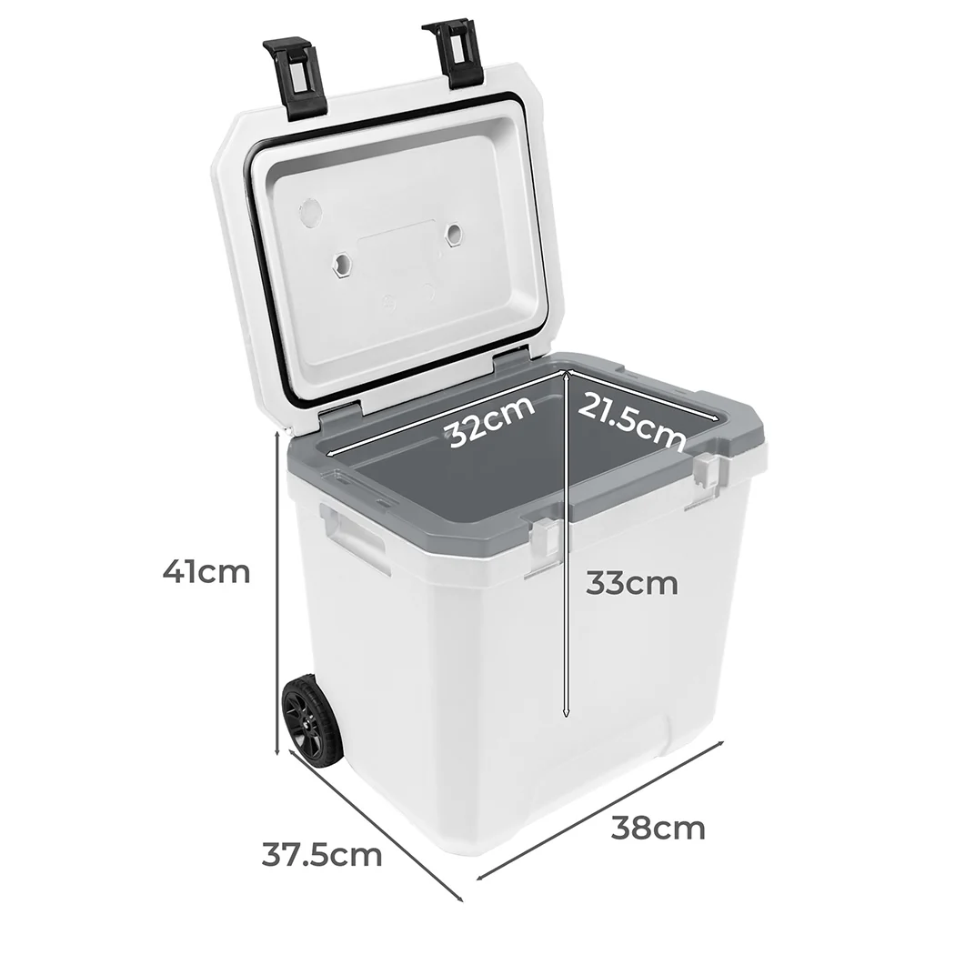 Mountview Cooler Ice Box 27L/43L Portable Chest Trolly For Camping BBQ Picnic - Image 2