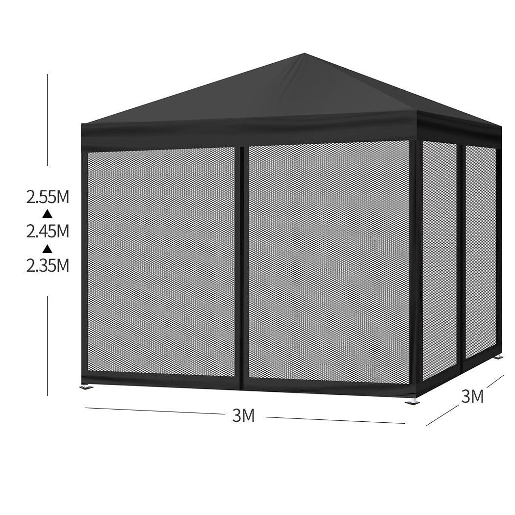 Mountview Gazebo Pop Up Marquee Outdoor Black - Image 2
