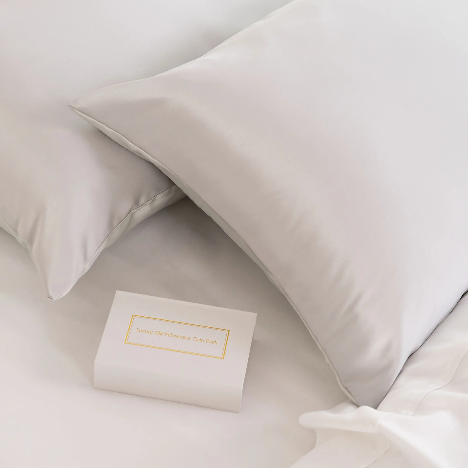 MULBERRY SILK PILLOW CASE TWIN PACK - SIZE: 51X76CM - SILVER - Image 3