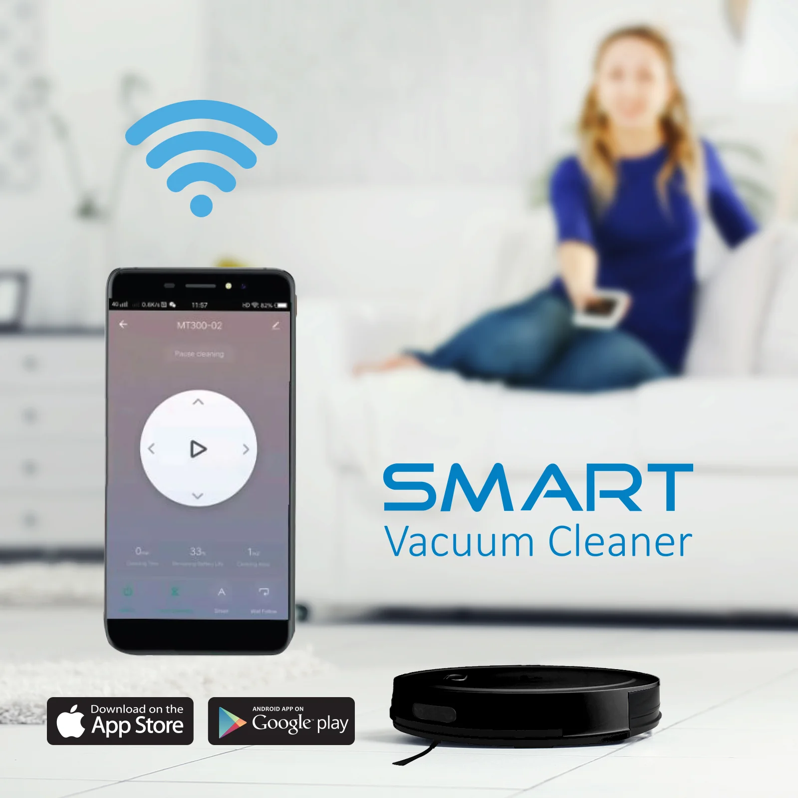 MyGenie Smart Robotic Vacuum Cleaner - Black - Image 2
