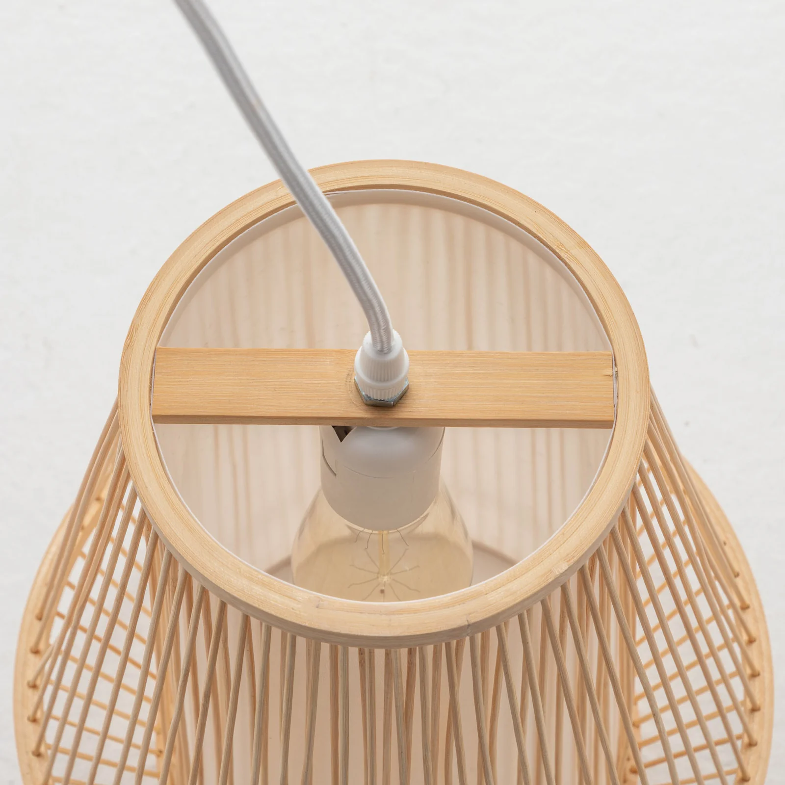 Natural Woven Bamboo Empire Pendant Lamp Hanging Light Bell Shade Boho Tropical - Image 6