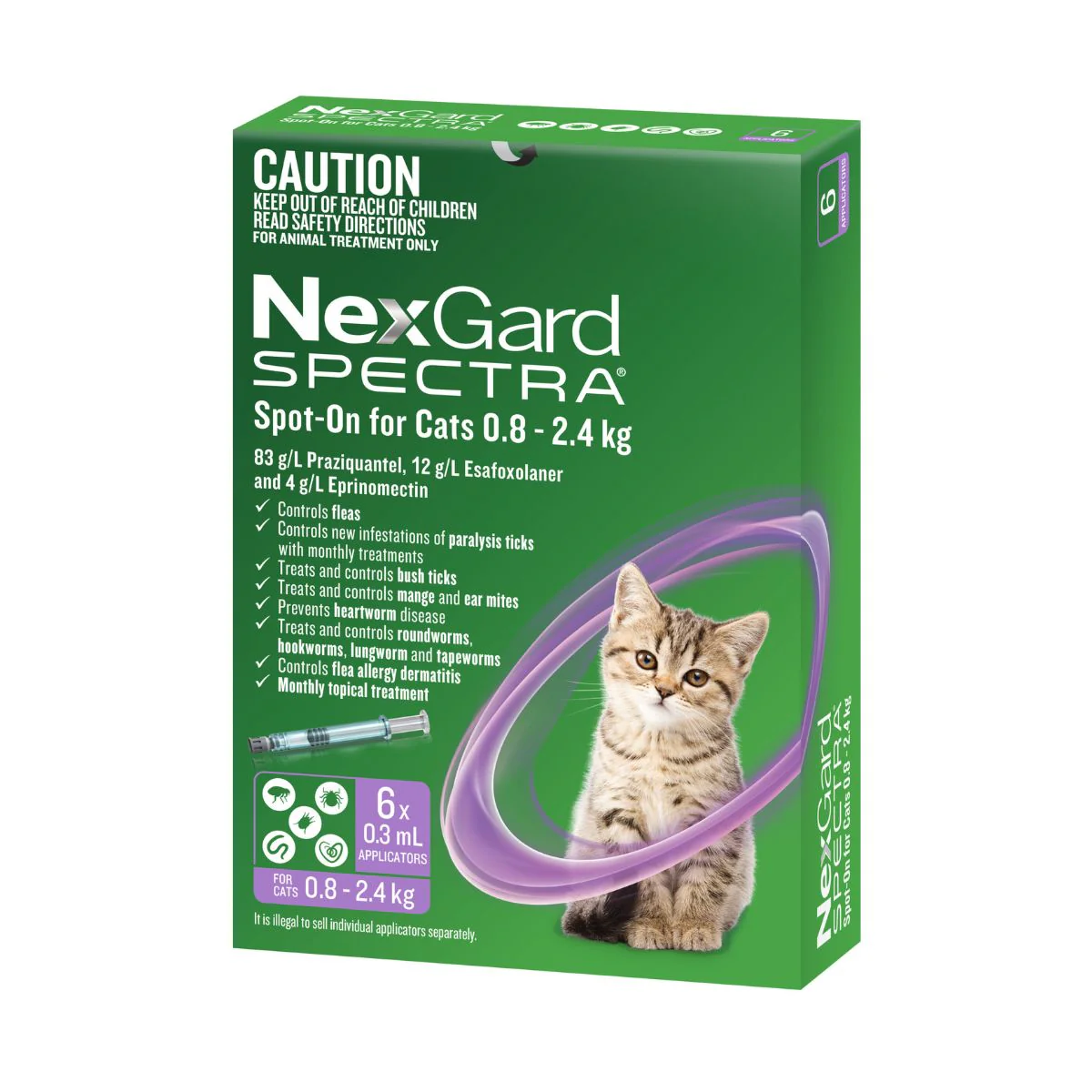 NexGard Spectra Spot-on Cats 0.8-2.4kg 6pk - Image 2