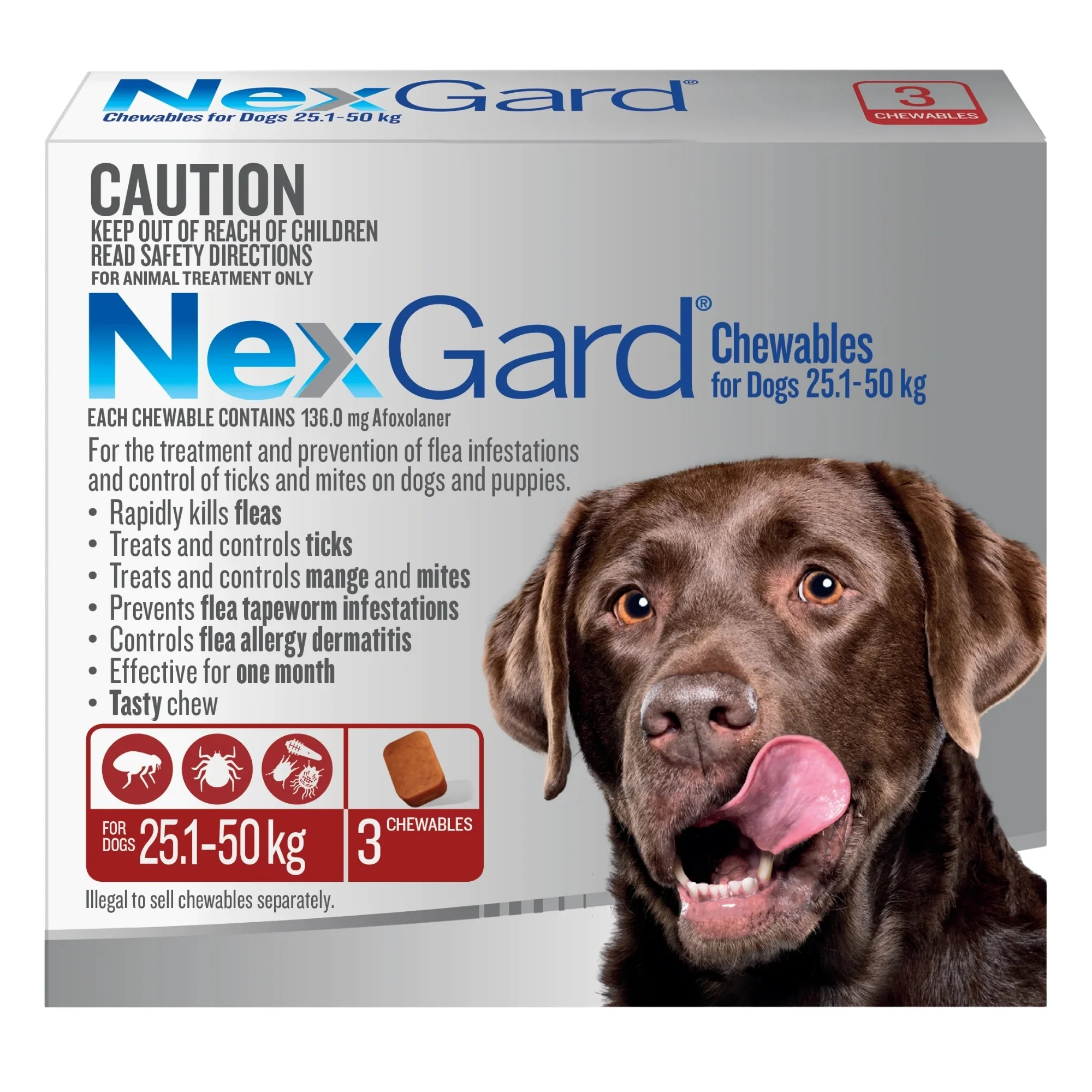Nexgard XLarge Dogs 25.1 - 50kg Red 3pk - Image 3