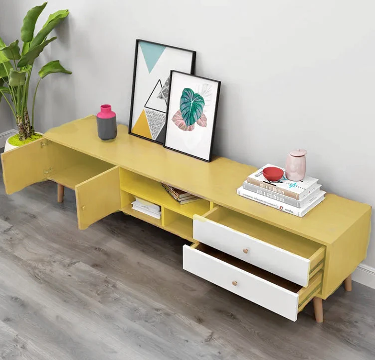 NNECN Two-Doors, Two-Drawers Wooden TV Cabinet - Image 3