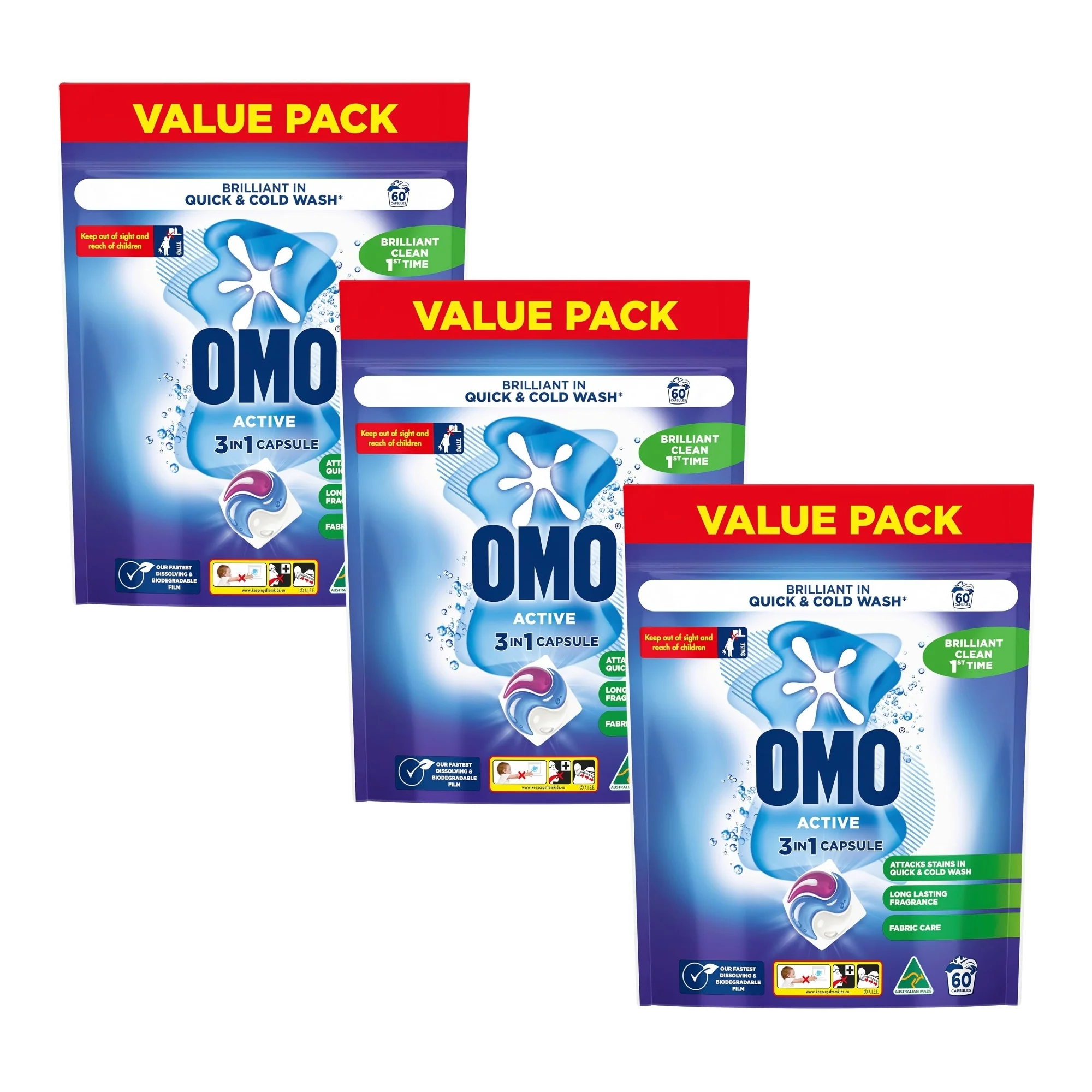 Omo 3 in 1 Active x 180 Laundry Capsules - Image 5