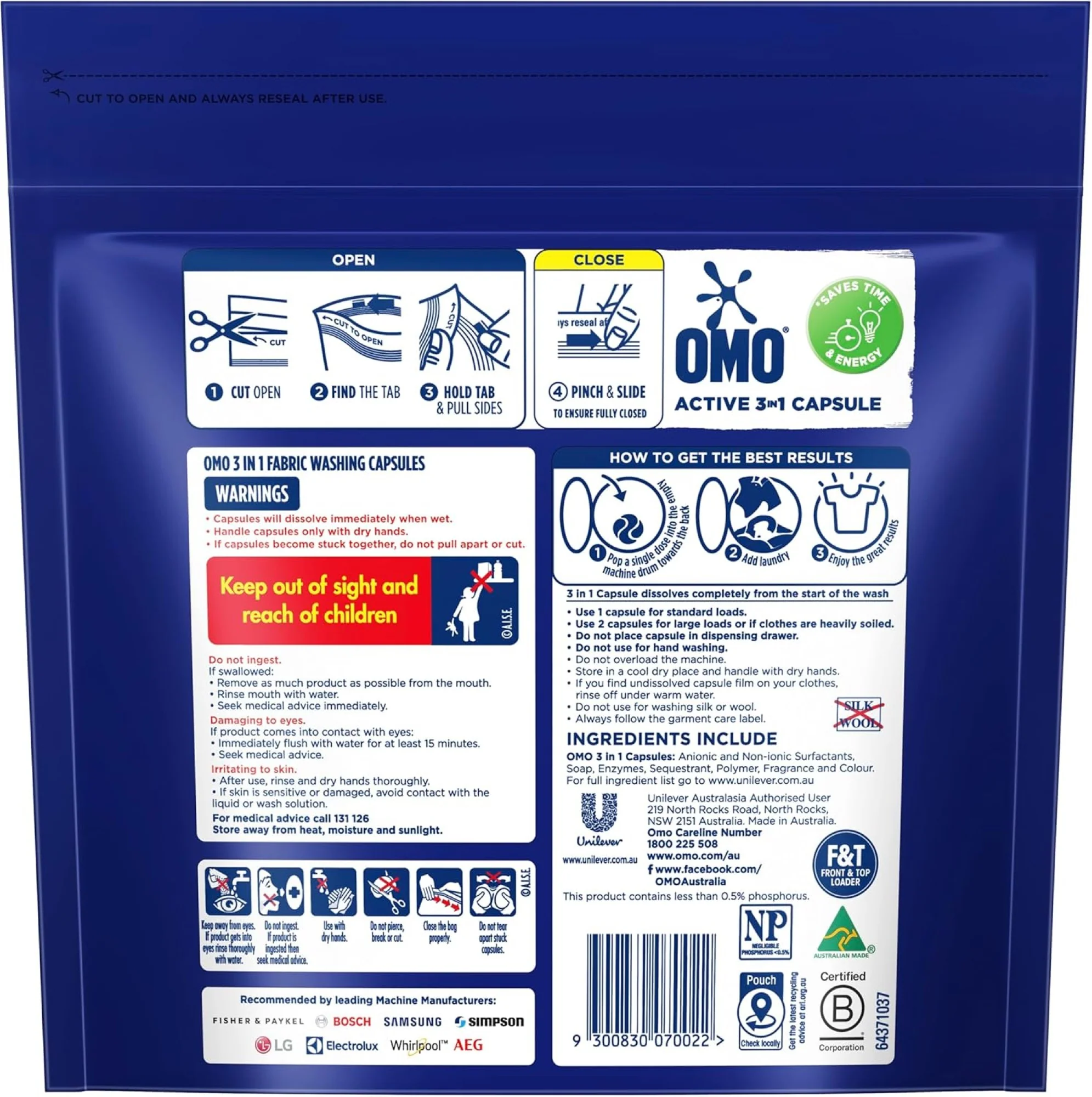 Omo 3 in 1 Active x 240 Laundry Capsules