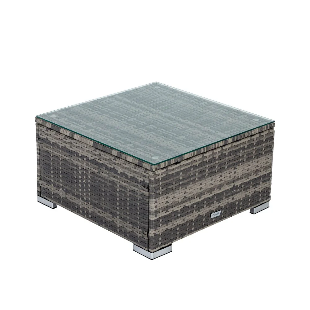 Outdoor Modular Lounge Sofa with Wicker End Table Set - Image 6