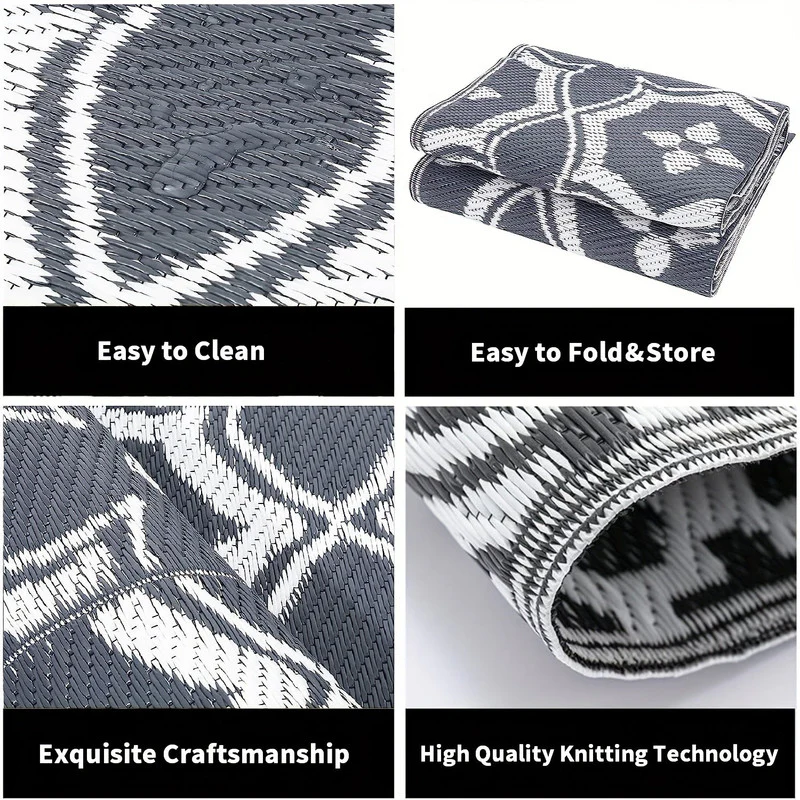 Outdoor Reversible Patio Mat Geometric Pattern - Image 2