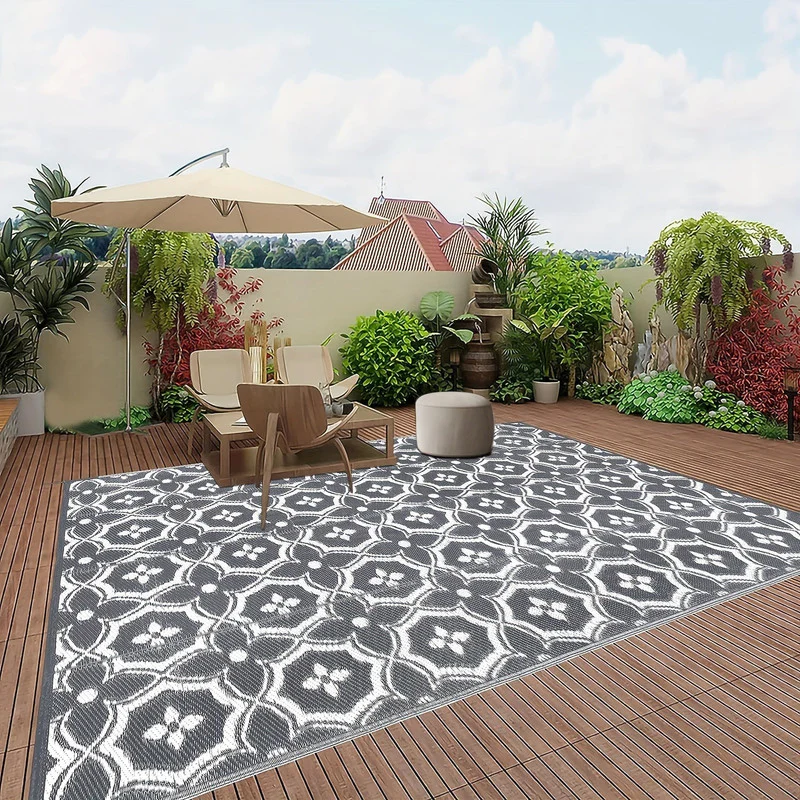 Outdoor Reversible Patio Mat Geometric Pattern - Image 5
