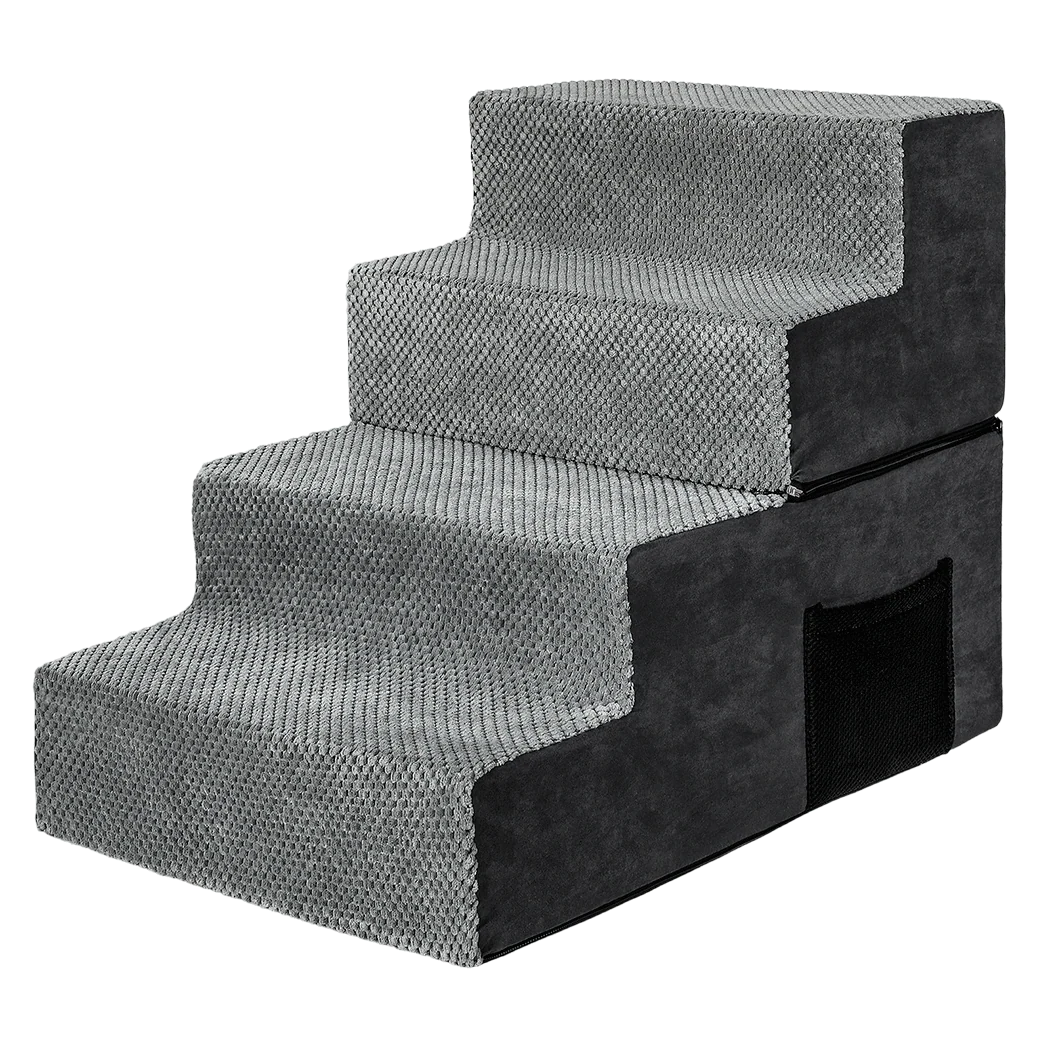 Pawz 4 Steps Pet Stairs Dog Ramp High Density Foam Grey - Image 8