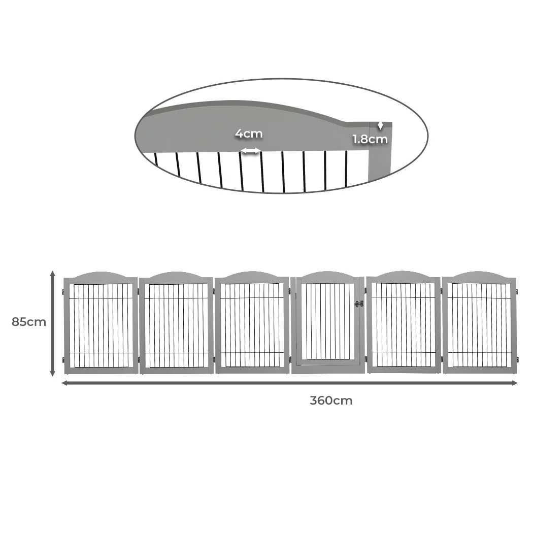 PaWz 6 Panels Pet Dog Playpen Puppy Grey - Image 2