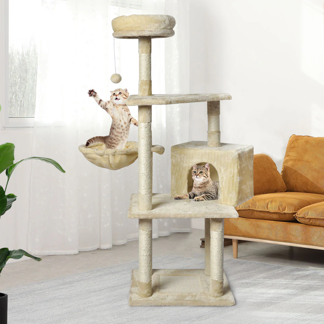 PaWz Cat Tree Toy Scratching Post Scratcher Beige - Image 6