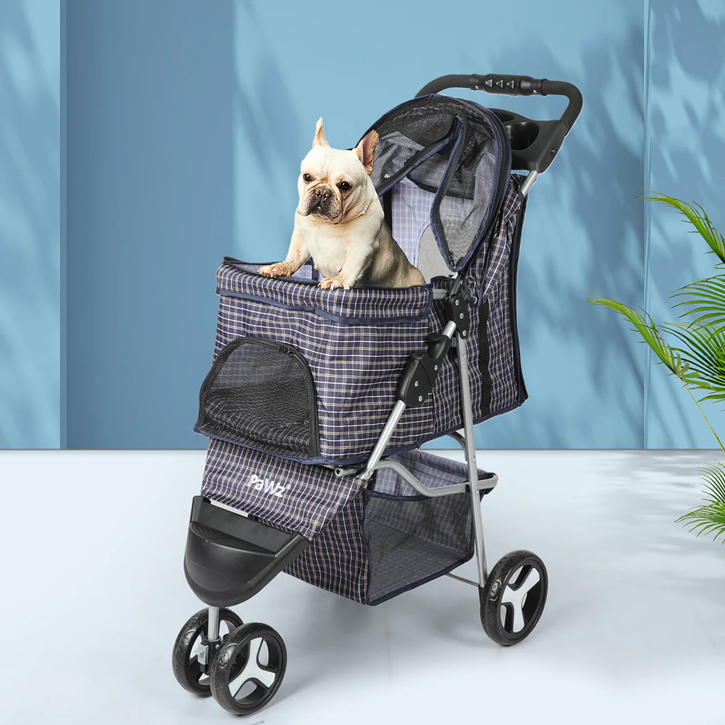 PaWz Large Pet Stroller Dog Cat Carrier Plaid - Image 7