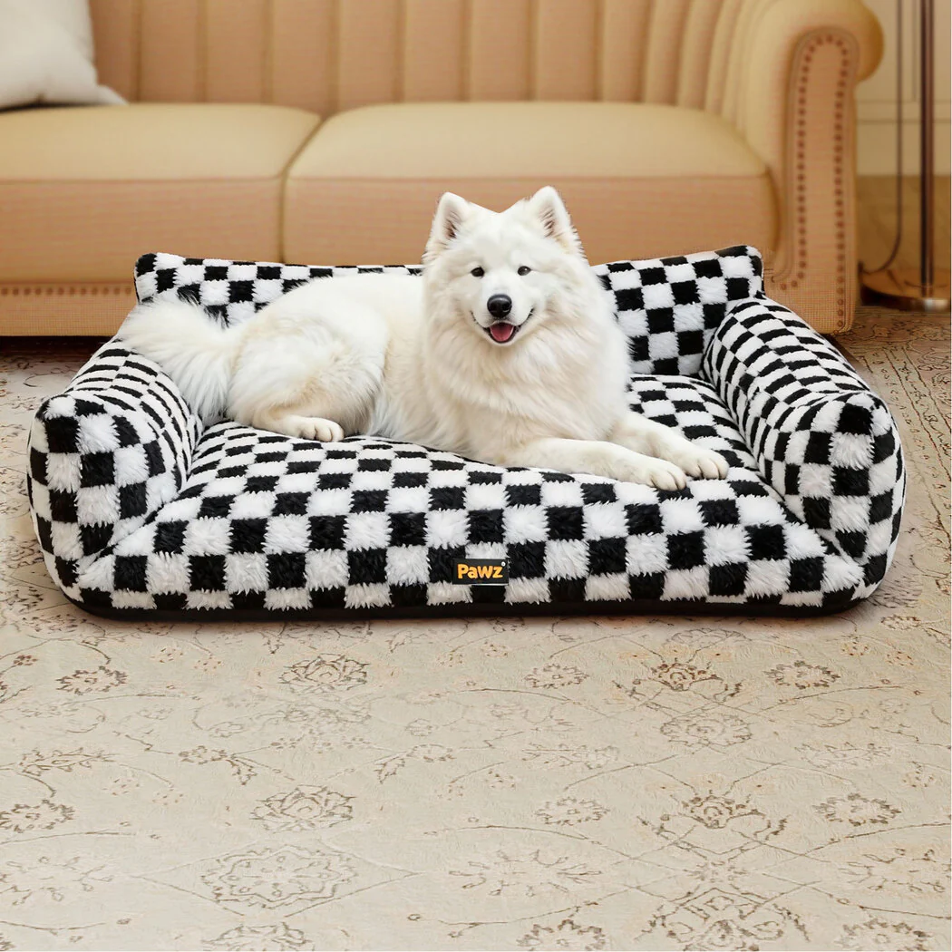 Pawz Pet Bed Plush Checkered Dog Bed Washable Cat Bed - Image 6