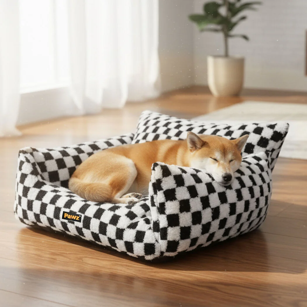 Pawz Pet Bed Plush Checkered Dog Bed Washable Cat Bed - Image 6