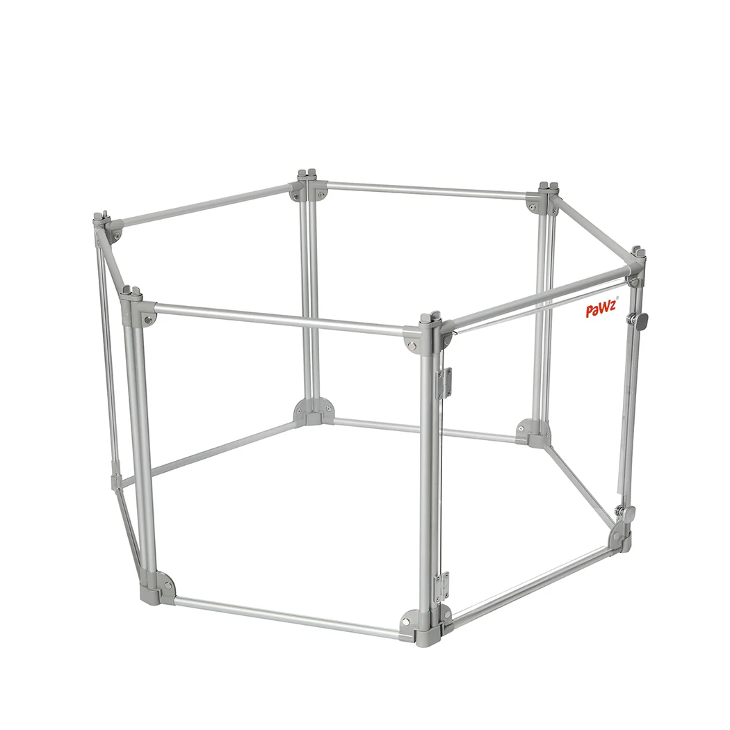 Pawz Pet Playpen Transparent Acrylic Clear Folding Dog Fence Kennel 6 Panel - Image 8